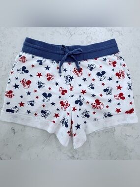 Disney Americana White Shorts with Red & Navy Mickey Print